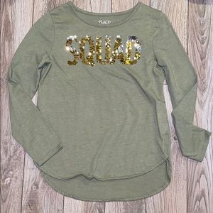 Children’s Place green long sleeve flip sequins top girls size large